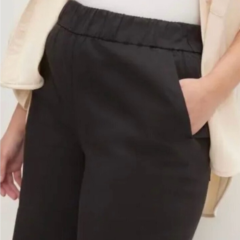 Everlane Wide Leg The Easy Pull On Black Organic Cotton Pants Sz 12 EUC - Picture 11 of 15